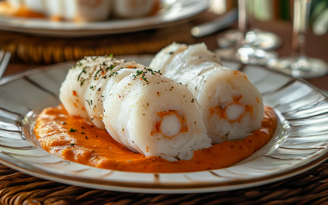 Roulé de poisson blanc et de surimi