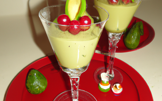 Verre'in mousse d'avocat,famboises ,café au groseille