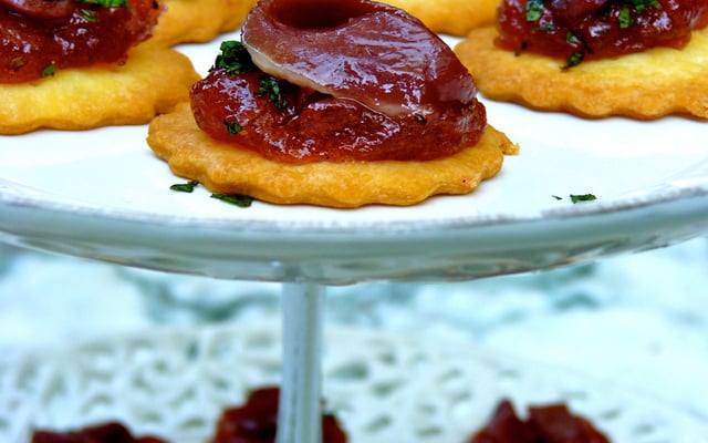 Tartelettes rhubarbe magret de canard fumé