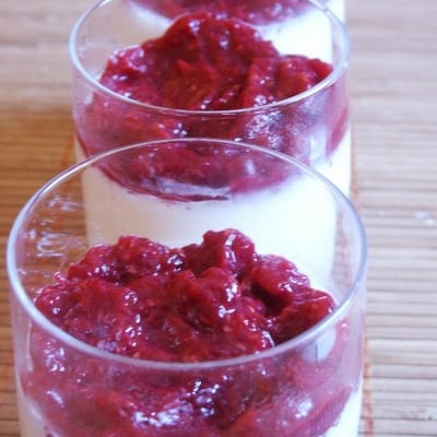 Panna cotta et sa compotée de framboise