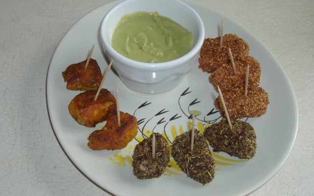 Panés de dinde, purée de fèves