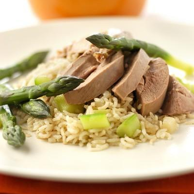 Pigeonneaux au riz complet Basmati et asperges (basmati complet)