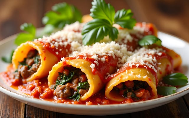 Cannellonis au bœuf ricotta et épinards