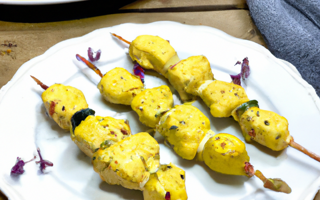 Brochette de blanc de poulet mariné au curry/miel façon des île