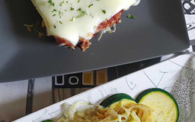 Gratin courgette spaghettis tartare et cottage