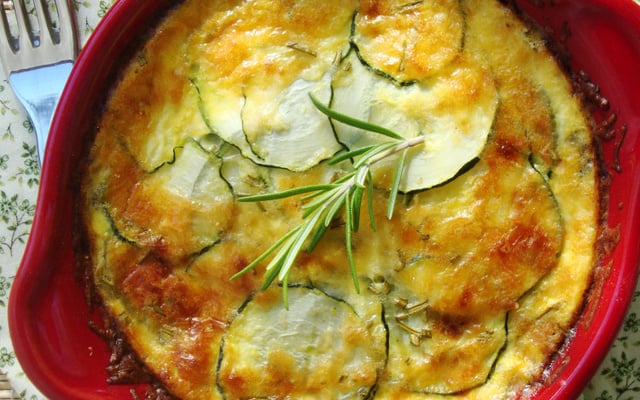 Clafoutis aux courgettes, romarin et fromage de brebis