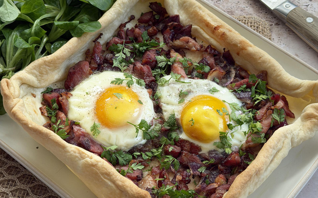 Tarte aux oeufs et au bacon