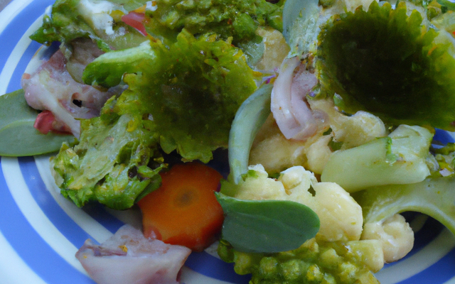Salade de chou-fleur et brocoli aux fruits de mer