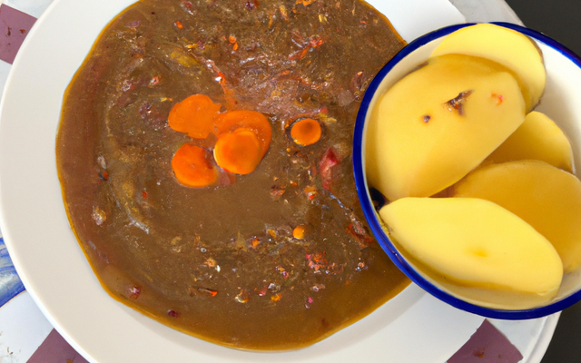 Soupe aux lentilles, patates douces et jus de carottes