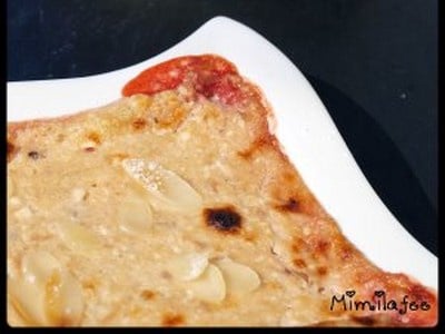 Gratin de rhubarbe et fraises séchées