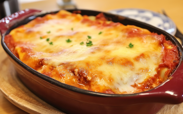 Lasagnes, sauce bolognaise et jambon