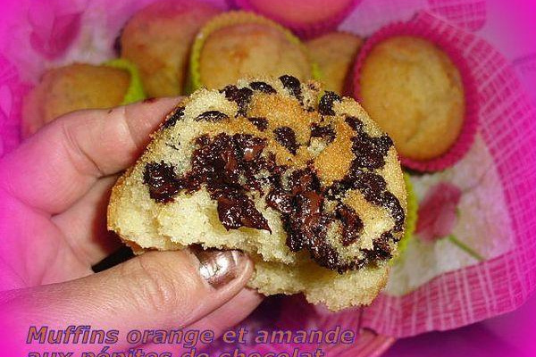 Muffins oranges et amandes aux pépites de chocolat