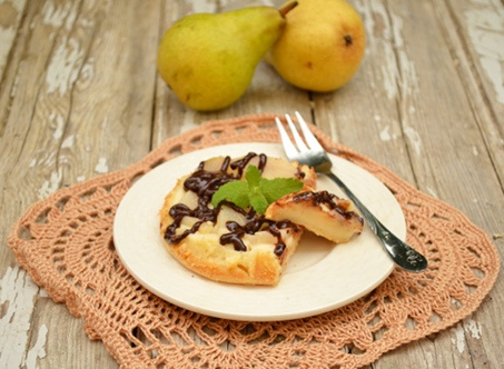 Gâteau à la ricotta, au chocolat blanc et aux poires