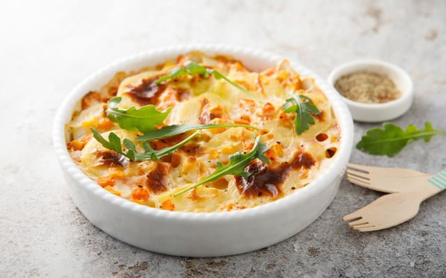 Gratin de céleri rave, pommes de terre et gorgonzola