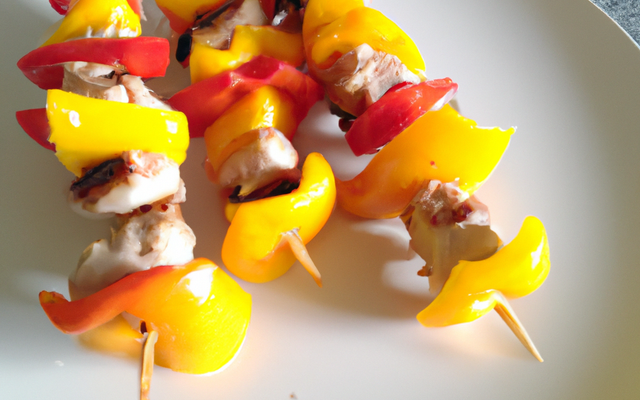 Brochettes de colin aux trois poivrons