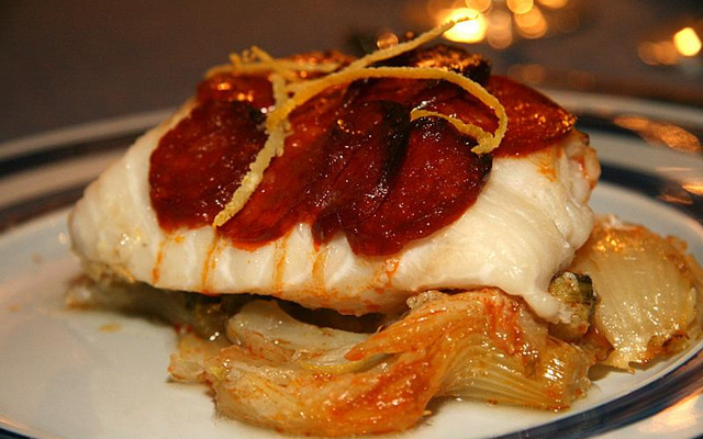 Dos de cabillaud en écailles de chorizp