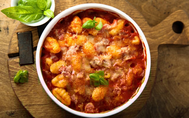 Gratin de gnocchis sauce tomate et jambon