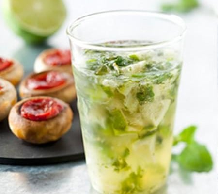 Freix Mojito et champignons farcis au Chorizo