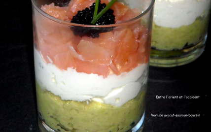 Verrine avocat-saumon-boursin