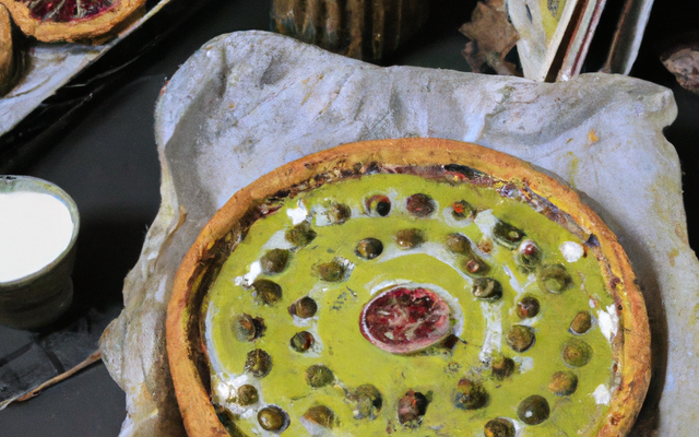 Tarte à l'ancienne aux griottes et crème de pistache