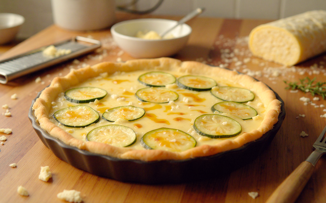 Tarte aux courgettes et au chèvre sans œufs