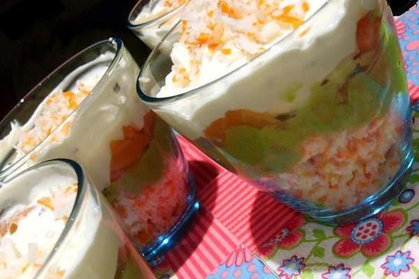 Trio coloré pour verrine de la mer