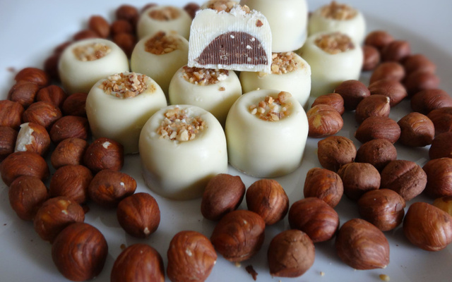 Chocolat blanc cœur praliné noisette