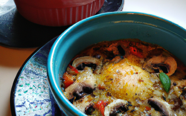 Œufs cocotte poivrons et champignons