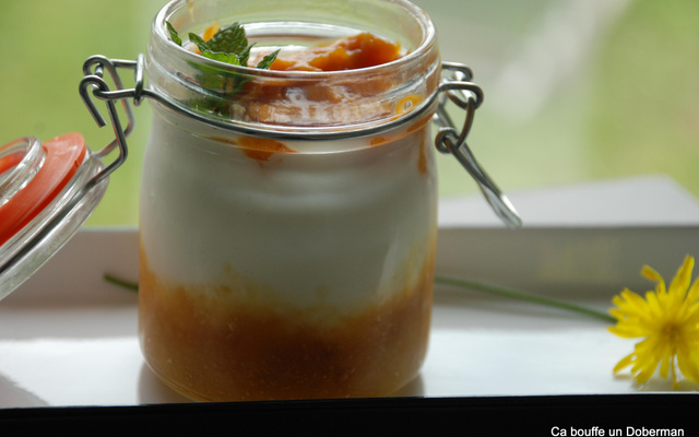 Yaourt à la purée de prunes et compote d'abricots