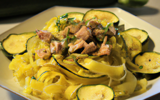 Tagliatelle au thon fumé et aux courgettes