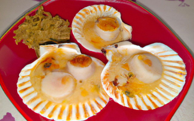 Coquilles Saint-Jacques crème de vittelotte et jus de pomme réduit