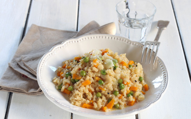Risotto aux petits pois et fromage de brebis