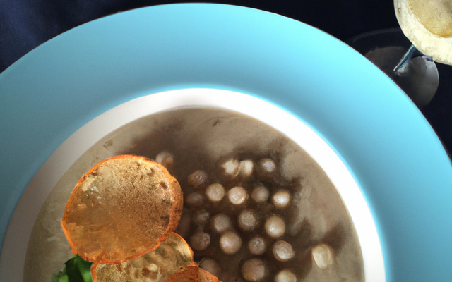 Velouté froid de cépes et son tartare aux perles De Jaeger