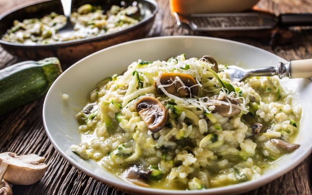 Risotto courgettes carottes champignons