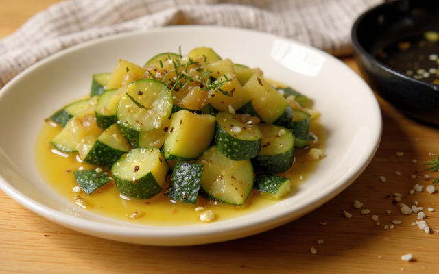 Courgettes sautées à l'huile d'ail et thym