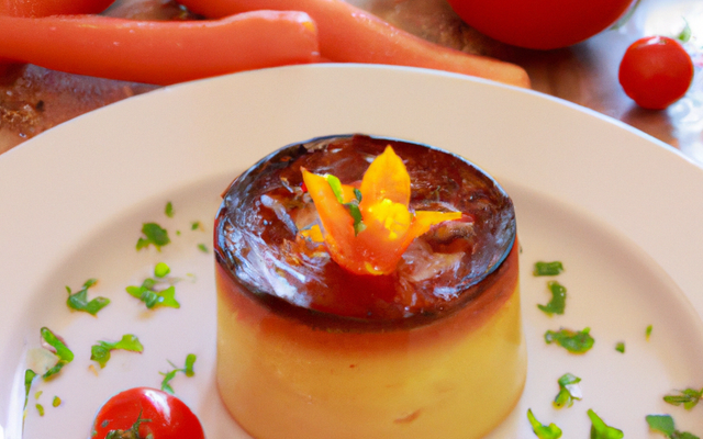 Flan au fromage et  petits légumes