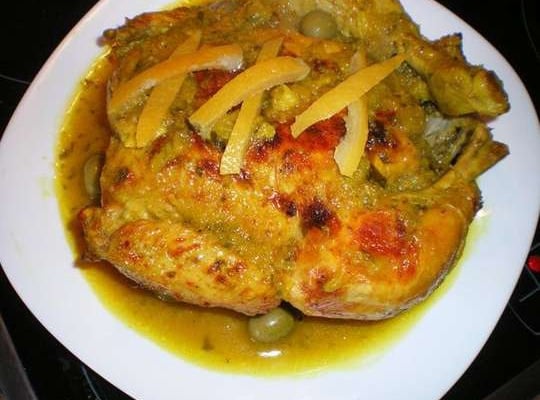 Poulet aux olives et citron confit