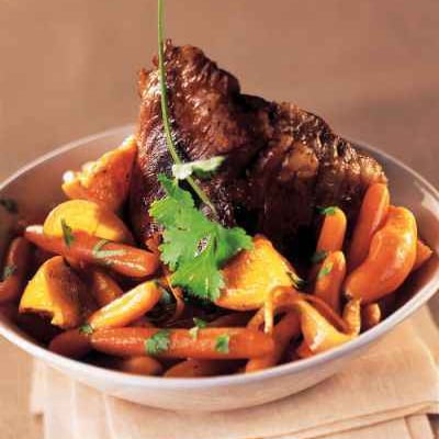 Cœur de veau braisé aux carottes et oranges