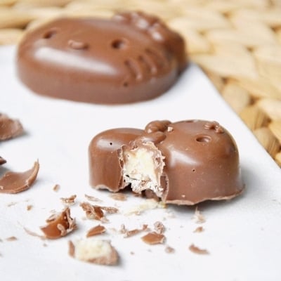 Chocolats maison, fourrés au chocolat blanc et pralin