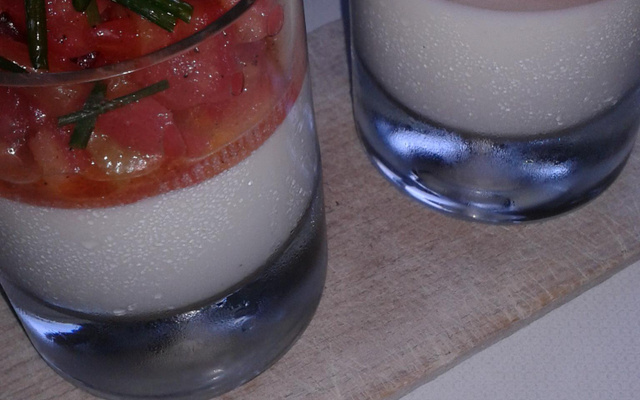 Panna cotta d'asperges et ses garnitures