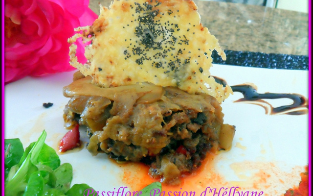Timbale d'aubergines à l'agneau parfumé