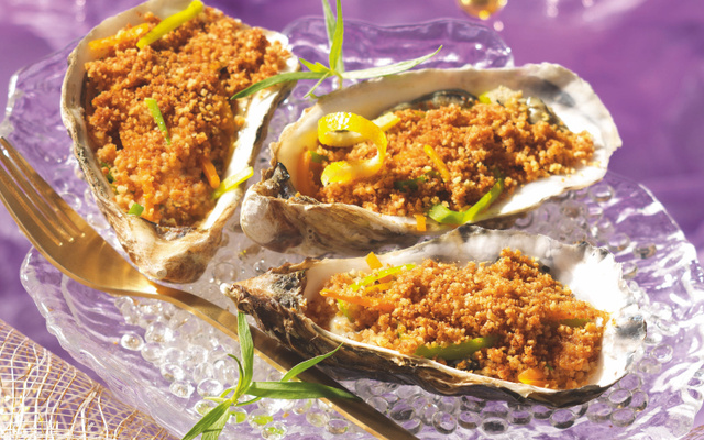 Huîtres chaudes gratinées à la Fine Chapelure de Pain Tipiak