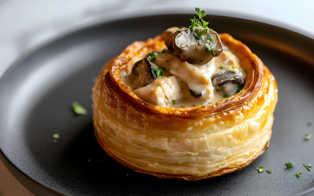Vol au vent au poulet et champignons des bois