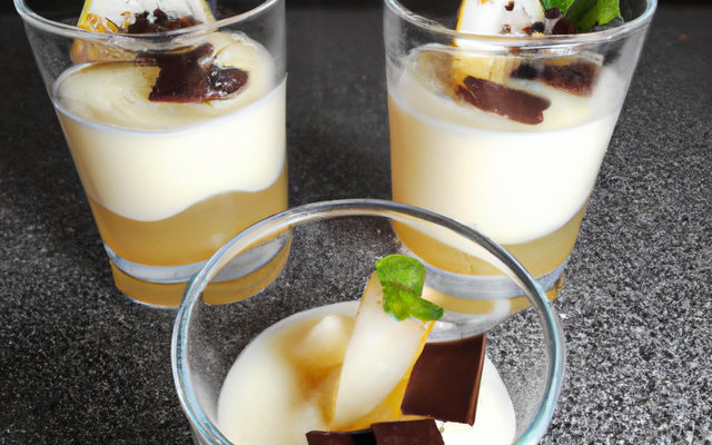 Verrine de chocolat blanc et poires