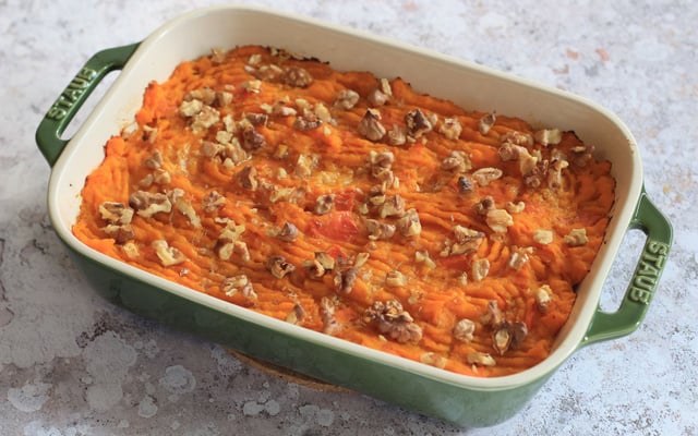 Parmentier de confit de canard au potimarron et noix