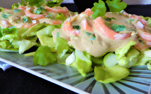 Rémoulade de pomme verte à la sauce Savora et sa fraîcheur de crevettes....