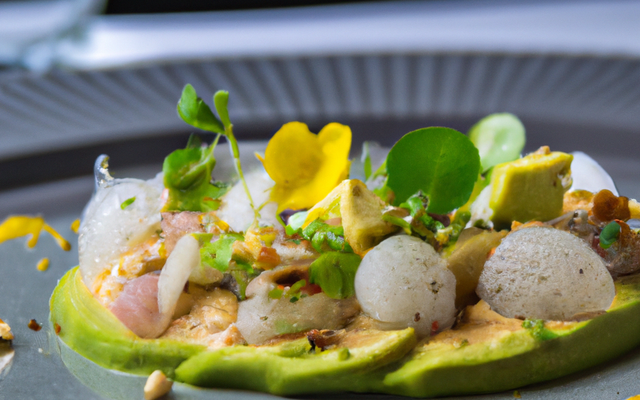 Carpaccio de noix de saint jacques et mousse d'avocats