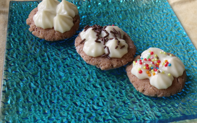 Amandiers, ganache au chocolat blanc