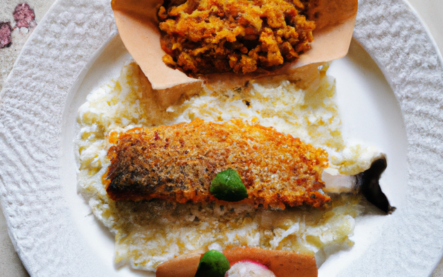 Filets de dorade, cornet de riz croustillant