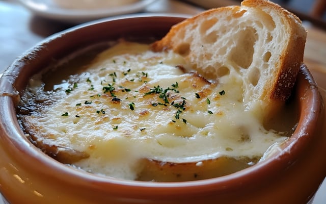 Soupe à l'oignon gratinée rapide